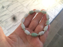Load image into Gallery viewer, 100% natural green/white type A jadeite jade Capsule bead bracelet AE-bracelet