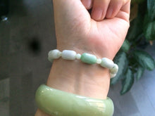 Load image into Gallery viewer, 100% natural green/white type A jadeite jade Capsule bead bracelet AE-bracelet