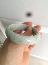 Load image into Gallery viewer, 56.5mm certificated Type A 100% Natural sunny green/purple/yellow Monet’s Water Lilies Jade bangle E62-1029
