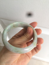 Load image into Gallery viewer, 56.5mm certificated Type A 100% Natural sunny green/purple/yellow Monet’s Water Lilies Jade bangle E62-1029