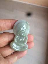 Load image into Gallery viewer, 100% Natural light green jadeite Jade meditate baby buddha (宝宝佛) pendant necklace N121