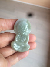 Load image into Gallery viewer, 100% Natural light green jadeite Jade meditate baby buddha (宝宝佛) pendant necklace N121