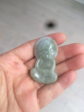 Load image into Gallery viewer, 100% Natural light green jadeite Jade meditate baby buddha (宝宝佛) pendant necklace N121