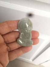 Load image into Gallery viewer, 100% Natural light green jadeite Jade meditate baby buddha (宝宝佛) pendant necklace N121