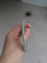 Load image into Gallery viewer, 55.5mm Certified Type A 100% Natural icy watery sunny green/white snowy thin style Jadeite bangle AB58-0425