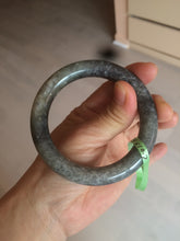 Load image into Gallery viewer, 54.9mm certified 100% Natural black/white nephrite(籽料青花) Sesame paste seed material round cut Jade bangle HF8-5534