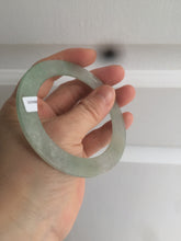 Load image into Gallery viewer, 55.5mm Certified Type A 100% Natural icy watery sunny green/white snowy thin style Jadeite bangle AB58-0425