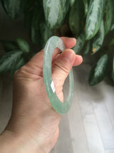 Load image into Gallery viewer, 55.5mm Certified Type A 100% Natural icy watery sunny green/white snowy thin style Jadeite bangle AB58-0425