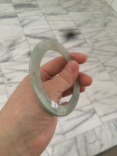 Load image into Gallery viewer, 55.5mm Certified Type A 100% Natural icy watery sunny green/white snowy thin style Jadeite bangle AB58-0425