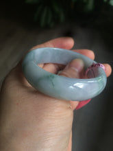 Load image into Gallery viewer, 51mm certified 100% natural Type A green/purple/gray oval jadeite jade bangle R49-5465