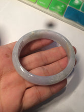 Load image into Gallery viewer, 49mm Certified Type A 100% Natural icy light green/white/purple oval Jadeite Jade bangle etsy AT31-0627