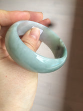 Load image into Gallery viewer, 53mm Certified type A 100% Natural light green/yellow/black broad style oval jadeite jade bangle X96-1036
