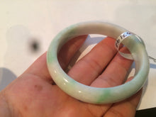 Load image into Gallery viewer, 50.5mm Certified Type A 100% Natural sunny green/white Oval Jadeite Jade bangle AD55