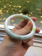Load image into Gallery viewer, 58mm certificated Type A 100% Natural sunny green/white Jadeite Jade bangle E48-7904