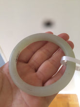 Load image into Gallery viewer, 54.7mm 100% Natural fresh icy light green frosted glass polished nephrite Jade bangle J37-0081