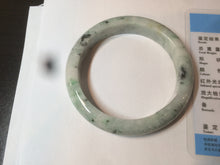 Load image into Gallery viewer, 55mm Certified type A 100% Natural green/white (windflowers, 小碎花) Jadeite Jade bangle AM69-9159