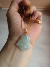 Load image into Gallery viewer, 100% Natural white green happy buddha jadeite Jade pendant necklace AD57
