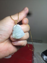 Load image into Gallery viewer, 100% Natural white green happy buddha jadeite Jade pendant necklace AD57