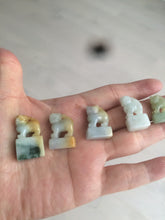 Load image into Gallery viewer, 100% Natural light green/blue/yellow/white Jadeite Jade 3D little PiXiu Seal/desk decor U120