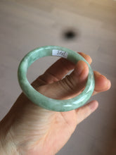 Load image into Gallery viewer, 52.5mm Certified Type A 100% Natural green/gray oval Jadeite Jade bangle U124-7143