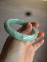Load image into Gallery viewer, 52.5mm Certified Type A 100% Natural green/gray oval Jadeite Jade bangle U124-7143