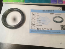 Load image into Gallery viewer, 54.9mm certified 100% Natural black/white nephrite(籽料青花) Sesame paste seed material round cut Jade bangle HF8-5534