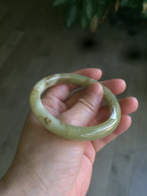 Load image into Gallery viewer, 55.2mm Certified Type A 100% Natural yellow/sugar brown flying snow and dandelions nephrite Jade bangle HT33-0464