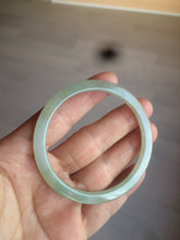 Load image into Gallery viewer, 52mm type A 100% Natural icy watery light green/yellow thin flat style Jadeite Jade bangle U121-0758