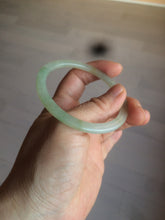 Load image into Gallery viewer, 52mm type A 100% Natural icy watery light green/yellow thin flat style Jadeite Jade bangle U121-0758