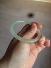 Load image into Gallery viewer, 52mm type A 100% Natural icy watery light green/yellow thin flat style Jadeite Jade bangle U121-0758