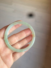 Load image into Gallery viewer, 52mm type A 100% Natural icy watery light green/yellow thin flat style Jadeite Jade bangle U121-0758