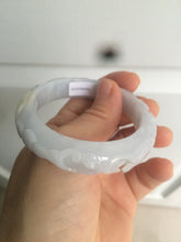 Load image into Gallery viewer, 51mm Certified Type A 100% Natural light purple white vintage style Jadeite Jade oval bangle AM38-0157