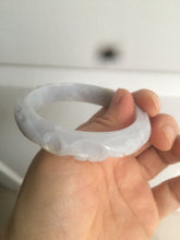 Load image into Gallery viewer, 51mm Certified Type A 100% Natural light purple white vintage style Jadeite Jade oval bangle AM38-0157