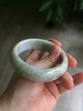 Load image into Gallery viewer, 56.5mm certificated Type A 100% Natural sunny green/purple/yellow Monet’s Water Lilies Jade bangle E62-1029