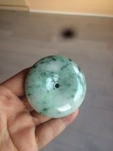 Load image into Gallery viewer, 100% Natural sunny green/pink/purple tropical beach jadeite Jade Safety Guardian Button(donut) Pendant/worry stone X123