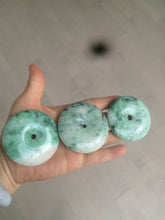 Load image into Gallery viewer, 100% Natural sunny green/pink/purple tropical beach jadeite Jade Safety Guardian Button(donut) Pendant/worry stone X123
