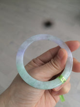 Load image into Gallery viewer, 52.7mm Certified Type A 100% Natural sunny green/purple/white thin Jadeite Jade bangle AE23-1454