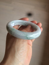 Load image into Gallery viewer, 56.5mm certified Type A 100% Natural green/white chubby Jadeite Jade bangle AF1-4612