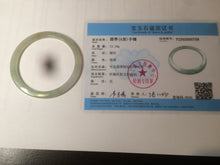 Load image into Gallery viewer, 52mm type A 100% Natural icy watery light green/yellow thin flat style Jadeite Jade bangle U121-0758