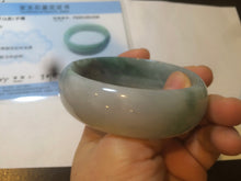 Load image into Gallery viewer, 53mm Certified type A 100% Natural light green/yellow/black broad style oval jadeite jade bangle X96-1036