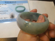 Load image into Gallery viewer, 53mm Certified type A 100% Natural light green/yellow/black broad style oval jadeite jade bangle X96-1036