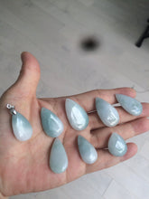Load image into Gallery viewer, 100% natural icy watery green blue white type A jadeite jade water drop pendant necklace group E52