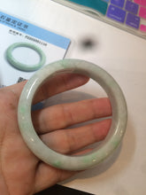 Load image into Gallery viewer, 57.4mm 100% natural Type A sunny green/white jadeite jade bangle K92-1110