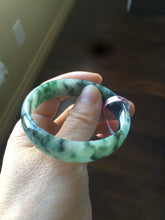 Load image into Gallery viewer, 52mm Certified Type A 100% Natural dark green floating flowers Jadeite Jade bangle E1-1526