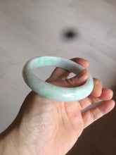 Load image into Gallery viewer, 57.4mm 100% natural Type A sunny green/white jadeite jade bangle K92-1110