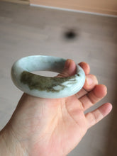 Load image into Gallery viewer, 57mm Certified type A 100% Natural green/white/brown chubby Jadeite bangle N107-3788
