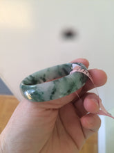 Load image into Gallery viewer, 52mm Certified Type A 100% Natural dark green floating flowers Jadeite Jade bangle E1-1526