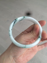 Load image into Gallery viewer, 61.3mm Certified Type A 100% Natural sunny green/white/light purple jadeite Jade bangle S45-7278