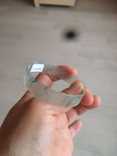 Load image into Gallery viewer, 50mm Certified Type A 100% Natural light white/green floating flowers super thin jadeite jade bangle AK22-4969