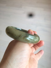 Load image into Gallery viewer, 54.5mm Certified type A 100% Natural dark green/brown/black Jadeite bangle N106-3780